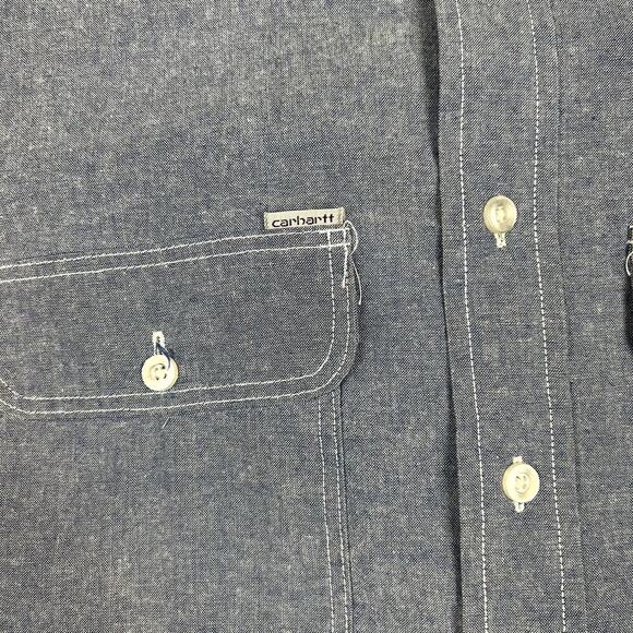 Vintage Carhartt Gray Jacket Shirt Mens L Denim Canvas Union Label USA Chore - Picture 3 of 10